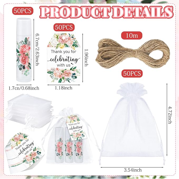 100 Pack Thank You Gifts Lip Balm Bulk Party Supplies Employee Appreciation Gifts for Guests Wedding Bridal Shower Bachelorette Gifts Baby Shower Favors for Coworkers Women Homeless Nurse-VivaGrace Women