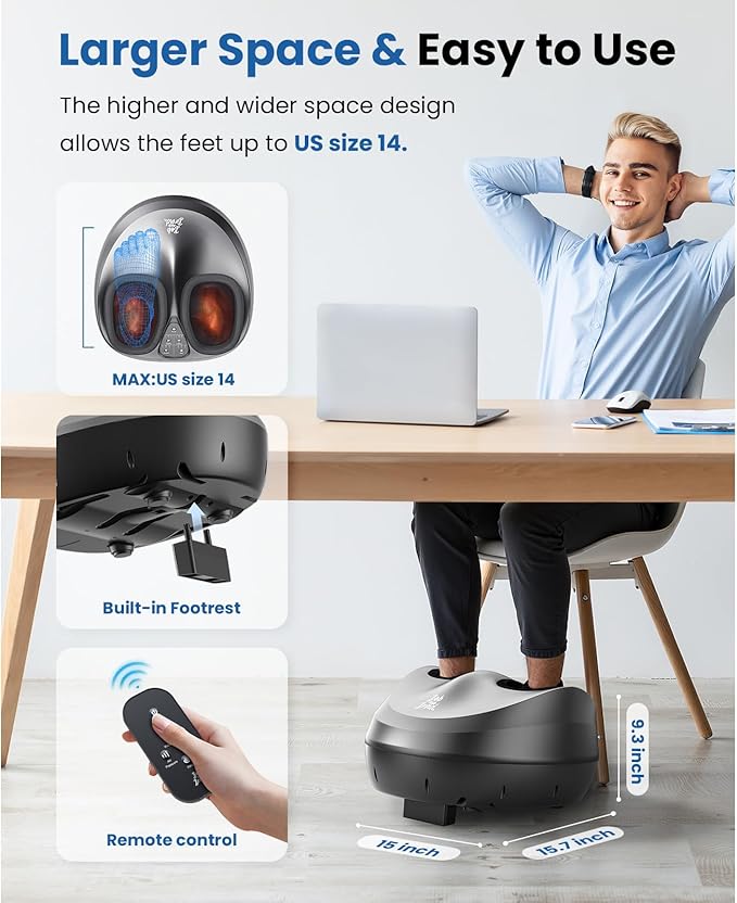 BOB AND BRAD Foot Massager Machine with Heat and Remote-FSA & HSA Eligible, Electric Shiatsu Deep Kneading Foot Massager with 4 Level, Relieve for Plantar Fasciitis and Neuropathy Pain-VivaGrace Women