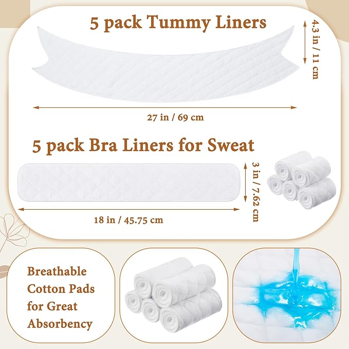 Cotton Tummy Liners and Bra Liners Set for Sweat Rash Skin Folds Plus Size Women Sweating Supplies-VivaGrace Women