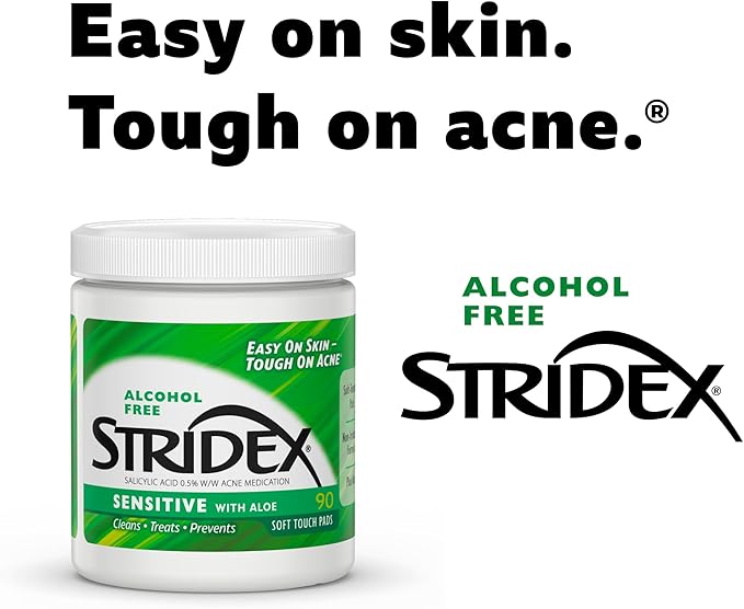 Stridex Medicated Acne Pads, Sensitive, 90-count, (Pack of 3)