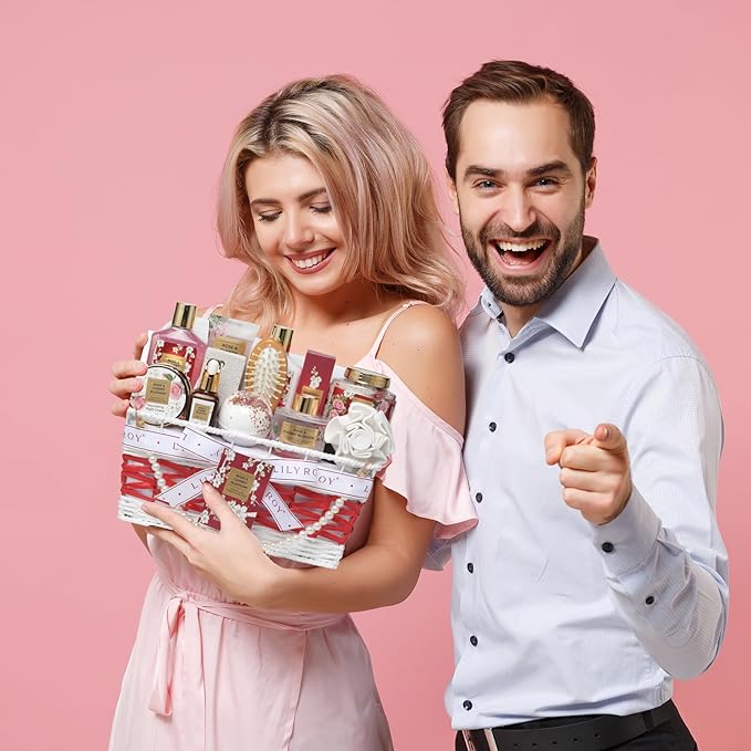 Mothers Day Gifts for Mom Rose & Cherry Blossom Spa Gift Set for Women - 19-Piece Luxury Bath & Body Care Kit with Necklace, DIY Chain, Shower Gel | Valentine's Day, Christmas Gifts for Her, Wife-VivaGrace Women