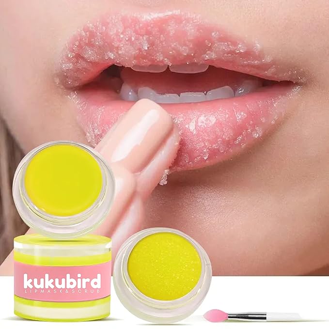 kukubird Lip Mask Overnight Hydrating Lip Balm Mask Exfoliating Lip Scrub Lip Care Treatment For Chapped and Cracked Lips-Vanilla-VivaGrace Women