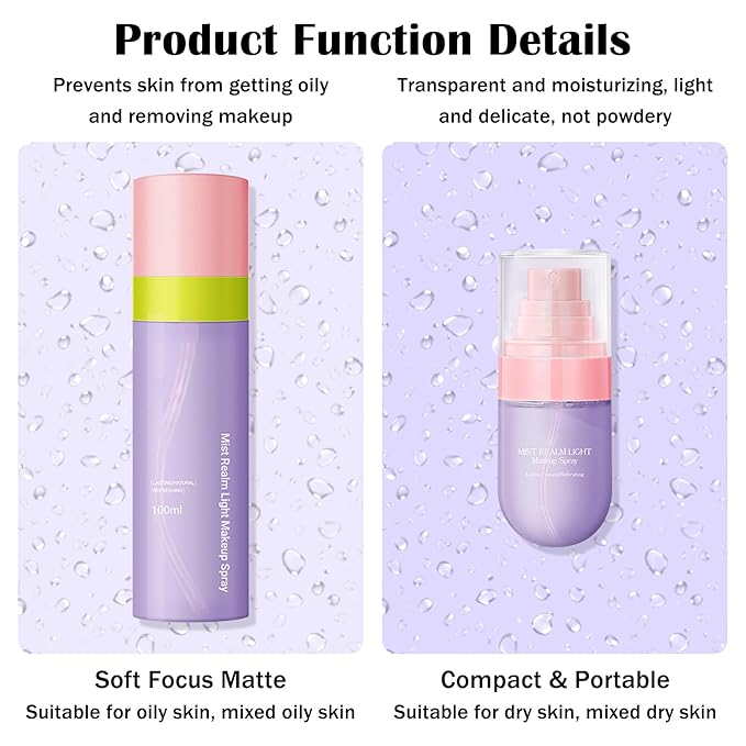 2PCS Makeup Setting Spray for Face,Waterproof Setting Spray for Makeup,Long Lasting Oil Control Finishing Holding Face Mist,Refreshing Hydrating Glossy and Matte Fixing Facial Mist Make Up Set A5-VivaGrace Women