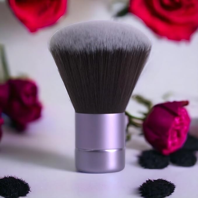 Luxurious and Large Ultra Soft Fluffy Powder Brush, Multipurpose Face, Body, Barber and Beauty Tool, with wooden base Soft Kabuki Brush by BevyGold (Violet)-VivaGrace Women
