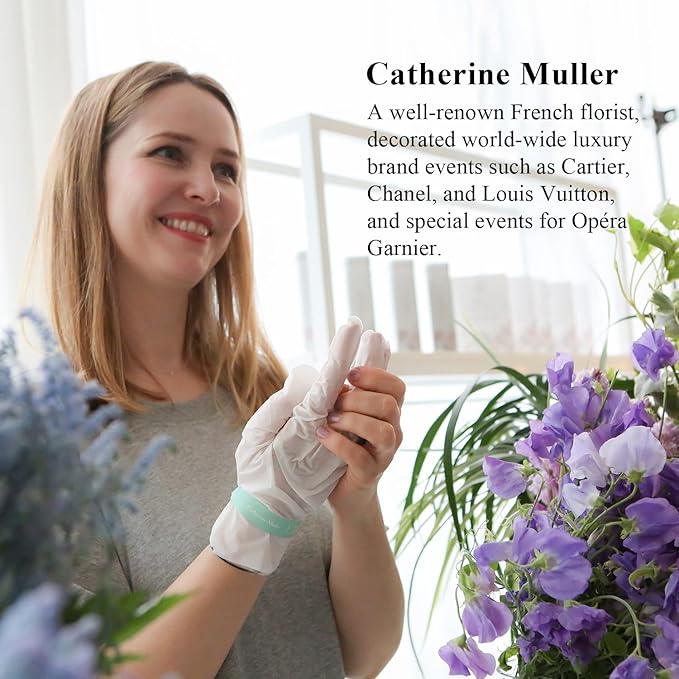 Catherine Muller Floral Hand Mask 8 Pairs, Moisturizing Gloves for Dry Hands with Elder Flower & CICA, Repairing and Nourishing Hand Care Treatment for Cracked, Rough, and Dry Skin-VivaGrace Women