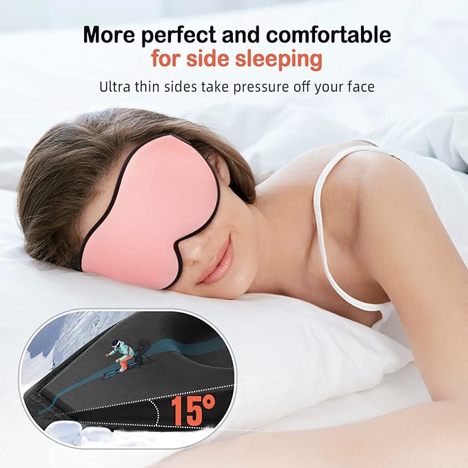 LitBear Sleep Masks for Women, Pink Eye Mask for Sleeping, Comfortable Night Sleeping Mask, Soft Contoured Eye Cover for Sleeping with Elastic Strap for Side Sleeper Men Flying Shift Worker-VivaGrace Women