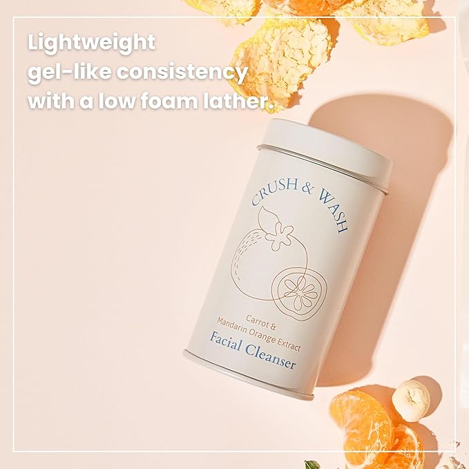 3-in-1 Solid Facial Cleanser, Exfoliator, and Wash-off Mask - Vegan, Cruelty-Free, Plastic-Free, Travel-Friendly, 1 Month Supply (60 Crushable Tablets) in Tin (Brightening Beans in Tin)-VivaGrace Women