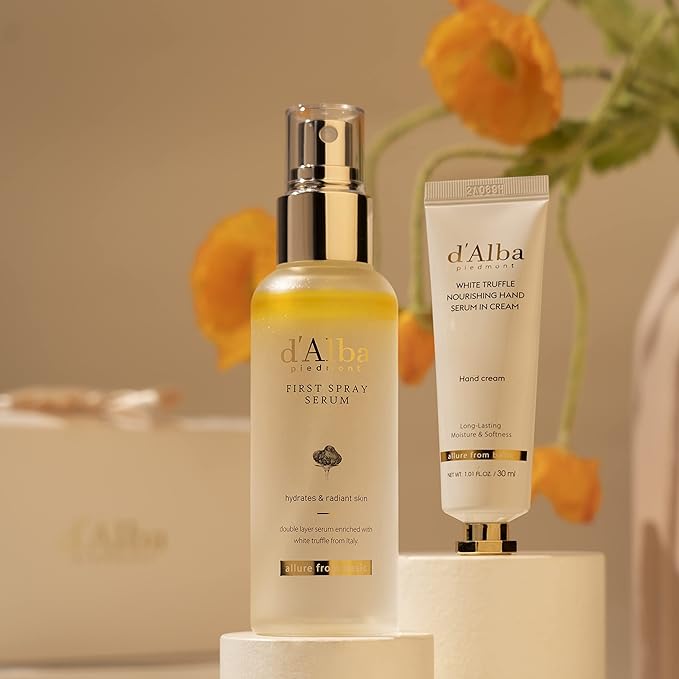 d'Alba All About Korean Skin Care, Gift Set for White Truffle First Spray Serum & Nourishing Hand Cream, Perfect for Mothers Day Gift-VivaGrace Women