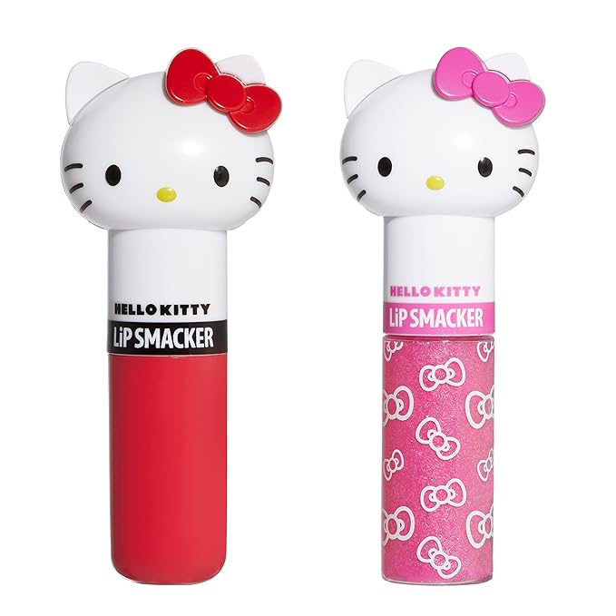 Lip Smacker Lippy Pals Swirls, Sanrio Hello Kitty, Flavored Moisturizing & Smoothing Soft Shine Lip Balm, Hydrating & Protecting Fun Tasty Glossy Finish, Cruelty-Free & Vegan - Cheerful Cherry, Kiwi-VivaGrace Women