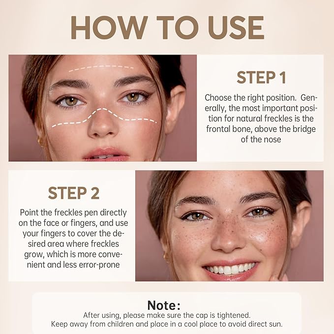 4 Colors Freckle Pen Set, Natural Lifelike Face Fake Freckle Stamp Makeup Pen Waterproof Long Lasting Quick Dry Faux Freckles Sun-kissed Makeup-Light Brown,Natural Coffee,Chestnut,Dark Brown-VivaGrace Women
