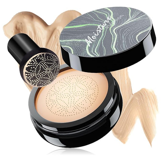 Mushroom Head Air Cushion CC Cream - Oil Control & Moisturizing Concealer Makeup Base, Brighten Long - Lasting Even Color Correcting Concealer Full Coverage for All Skin Types (Natural)-VivaGrace Women