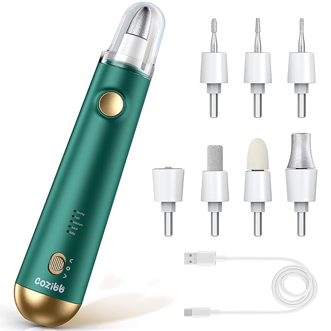 Electric Nail Drill, 8-in-1 Cordless Electric Nail File with LED Light, 5 Speeds Rechargeable Manicure and Pedicure Kit Hand Foot Care Tool for Nail Grinder Trim Polish for Women Baby-VivaGrace Women