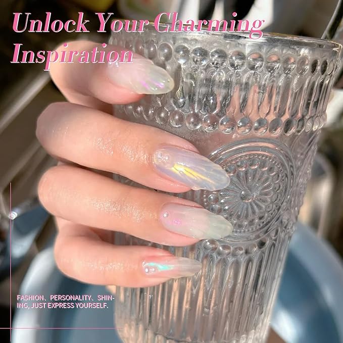 Born Pretty Pearl Gel Nail Polish Aurora Iridescent Glitter Shimmer Mermaid Pearl Gel Polish Drawing Gel Nail Polish Shell Swirl Thread Effect Nail Gel Soak Off Led Summer DIY Gift 6PCS-VivaGrace Women