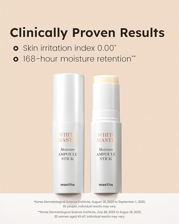 White Mastic Moisture Ampoule Stick (0.35oz) - Wrinkle Reduction, Elasticity, Moisturizing, Radiance Multi Balm. Korean Skin Care Serum Stick for Face, Lips, Eyes, Neck. Vegan T3 Collagen.-VivaGrace Women