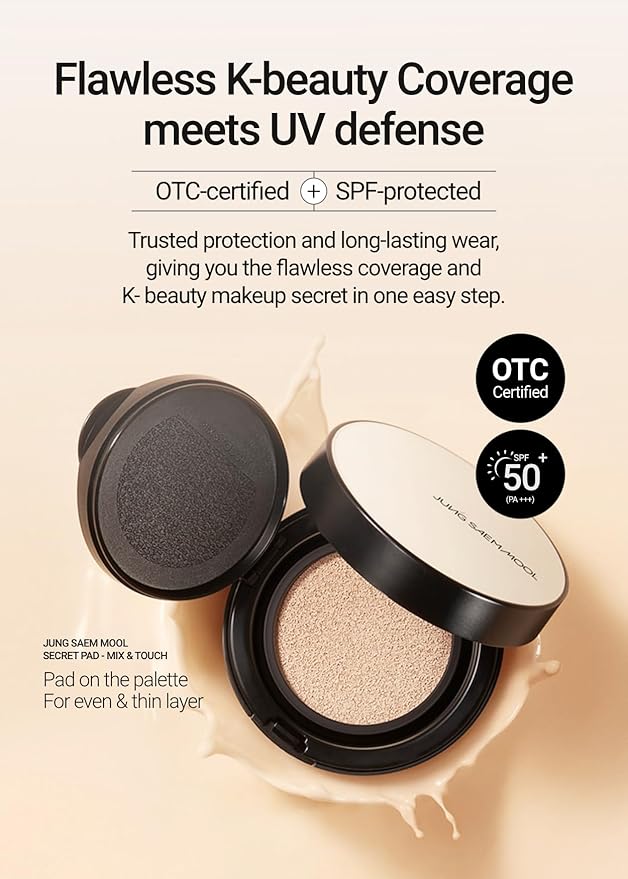 [JUNGSAEMMOOL OFFICIAL] Essential Skin Nuder Cushion (02 Fair Light) | Refill Included | Natural Finish | SPF50 Broad Spectrum | Makeup Artist Brand | Cream Foundation-VivaGrace Women
