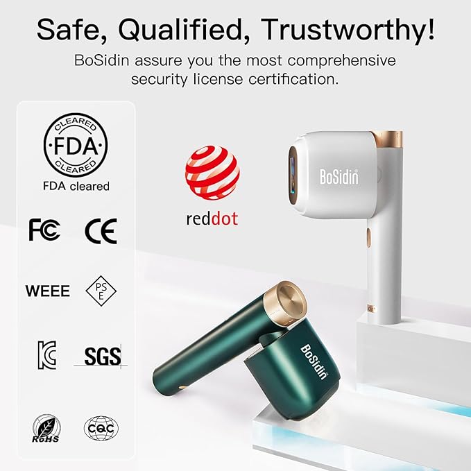 Laser Hair Removal, BoSidin IPL Hair Removal with Painless Ice-Cooling, 2-in-1 Face SR Rejuvenation, 6+1 Modes, 6 Levels Hair Removal for Women Permanent, Laser Hair Removal Kit with Shaver, Goggles-VivaGrace Women