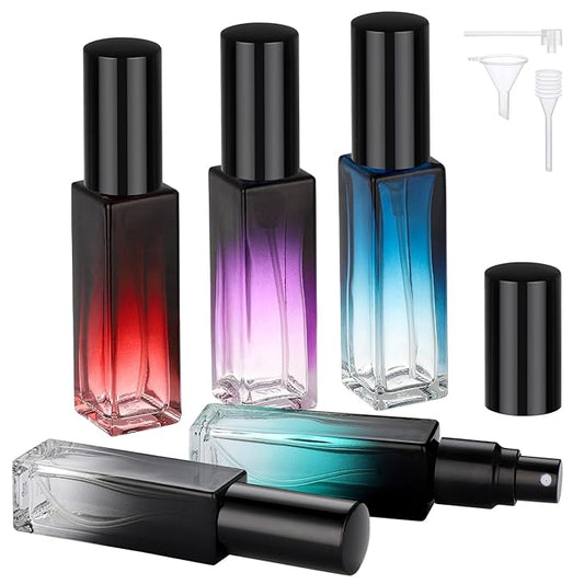 Segbeauty 0.34oz Travel Perfume Bottle Refillable, 5pcs Perfume Glass Spray Bottles, 10ml Mini Travel Atomizer Sprayer, Empty Press Pump Bottles, Cologne Atomizers with Clear Transfer Tool Set-VivaGrace Women