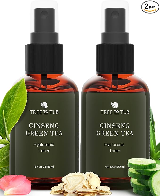 Tree To Tub Hydrating Facial Toner Spray for Dry & Sensitive Skin - Alcohol Free Witch Hazel & Rose Water Face Toner for Women & Men w/Hyaluronic Acid, Vitamin C, Organic Green Tea, Natural Ginseng-VivaGrace Women