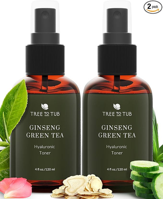 Tree To Tub Hydrating Facial Toner Spray for Dry & Sensitive Skin - Alcohol Free Witch Hazel & Rose Water Face Toner for Women & Men w/Hyaluronic Acid, Vitamin C, Organic Green Tea, Natural Ginseng-VivaGrace Women