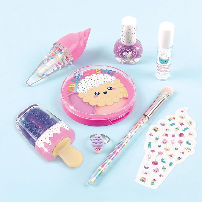 Make It Real: Candy Shop Cosmetic Set - 9 pcs, Vanilla & Strawberry Scented Cosmetics, Ice-Cream Shaped Glosses, Beauty Kit, Tweens, Girls & Kids Ages 8+-VivaGrace Women