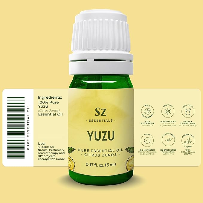 Yuzu Essential Oil - Japan - 100% Pure and Natural, Undiluted - Promotes Natural Solution for Relaxation with Soothing, Fresh and Citrusy Aroma - 0.17 fl oz (5ml)-VivaGrace Women