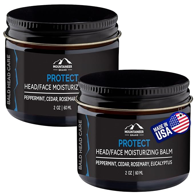 Mountaineer Brand Bald Head Care For Men | Protect Moisturizing and Post-Shave Healing Balm | Non-Greasy Scalp and Face Matte Moisturizer Lotion | Natural Botanical Blend | 2 pack 2oz-VivaGrace Women