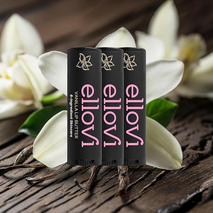 Natural Lip Butter Lip Balm - Vanilla - Pure Enough to Eat - Made With Just 6 Vegan Ingredients - 100% Natural & Organic Moisturizing Lip Care for All Day Hydration (4-Pack)-VivaGrace Women