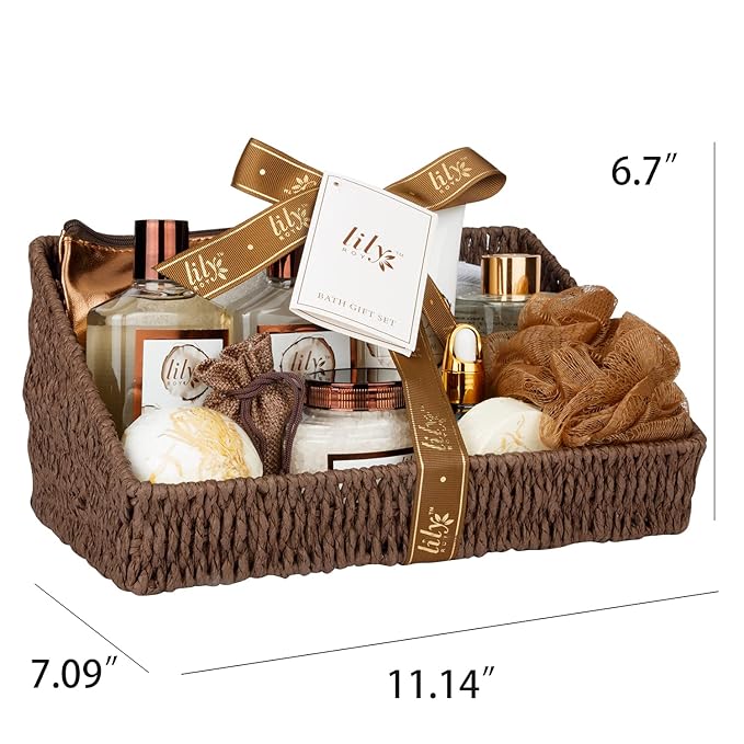 Bath and Body Gift Basket Set for Women - Coconut Vanilla Spa Gift Basket for Women 17-Piece Luxury Bath Gift Set with Shower Gel Self Care Pampering Gifts for Mothers Day, Christmas, Birthday Gifts-VivaGrace Women