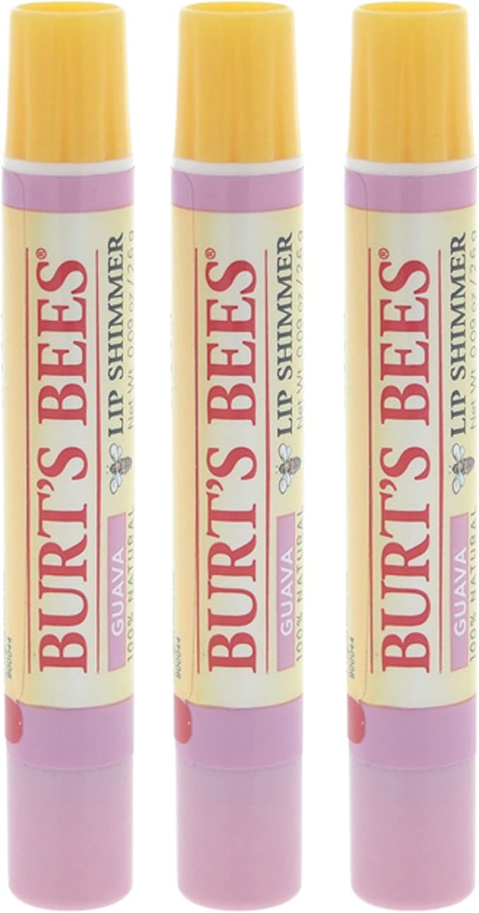 Burt's Bees Lip Shimmer, Guava 0.09 oz (Pack of 3)-VivaGrace Women