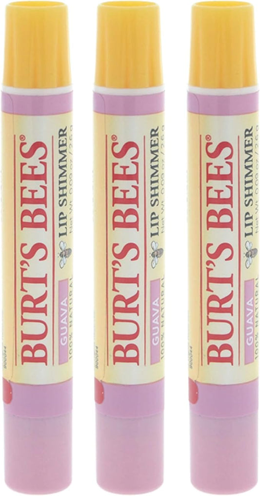 Burt's Bees Lip Shimmer, Guava 0.09 oz (Pack of 3)-VivaGrace Women