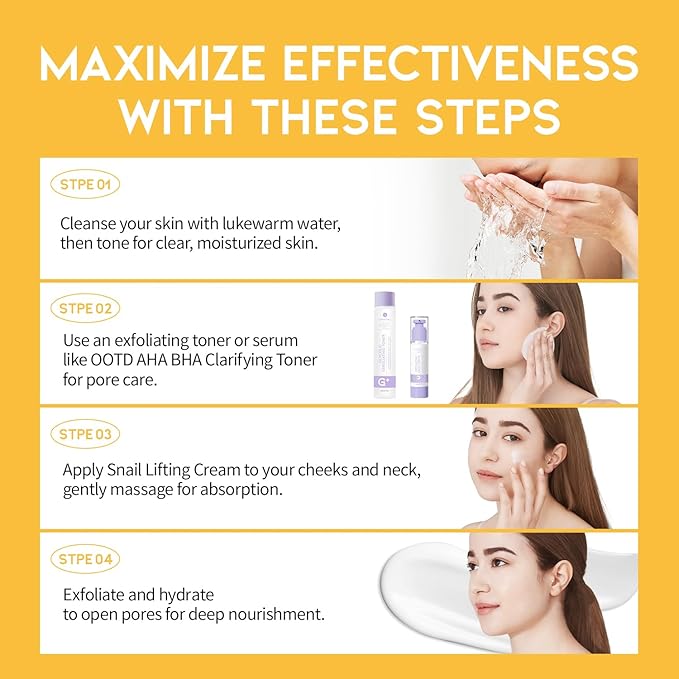 #OOTD Snail Mucin Moisturizer Cream For Face, Lifting & Deep Hydrating Ceam For Face And Neck, Anti Aging, Smoothing, Korean Skincare For Glass Skin (3.38 Fl Oz)-VivaGrace Women