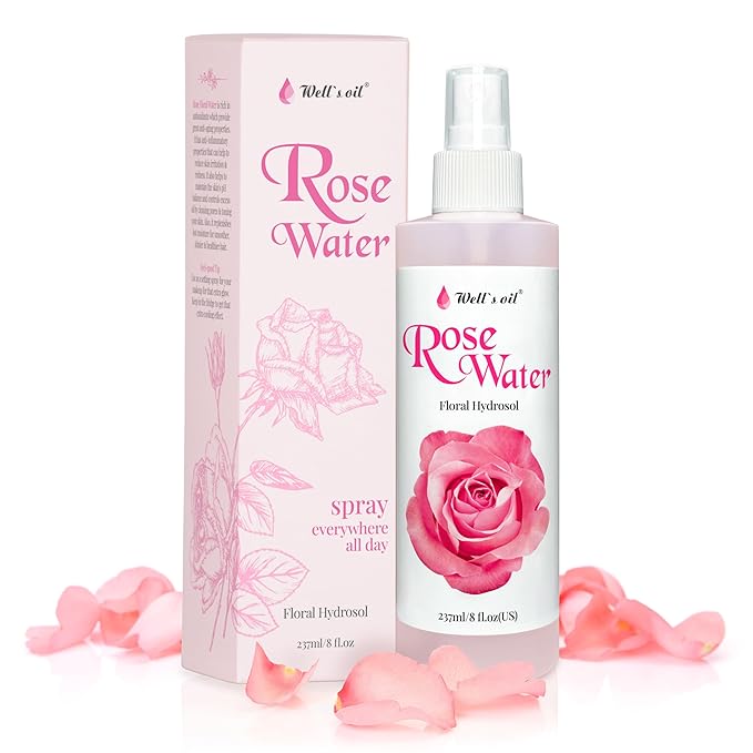 Well's Oil Rosewater Mist Spray (8 Fl oz) – Hydrates, Soothes & Refreshes | 100% Natural | No Chemical | for All Skin and Hair Types-VivaGrace Women