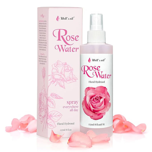 Well's Oil Rosewater Mist Spray (8 Fl oz) – Hydrates, Soothes & Refreshes | 100% Natural | No Chemical | for All Skin and Hair Types-VivaGrace Women
