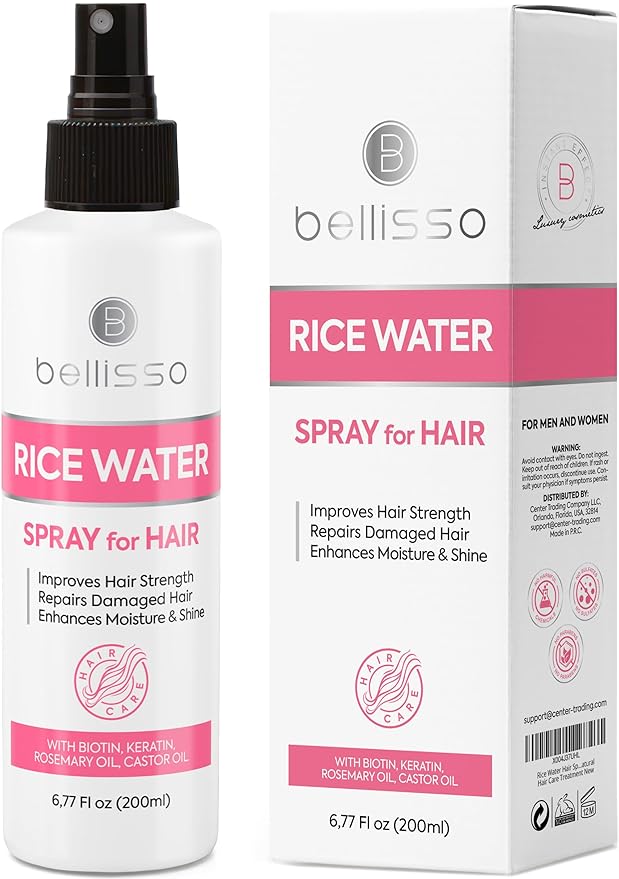 Rice Water Spray for Hair - With Rosemary, Biotin and Castor Oil - Tonic for Women and Men with Thinning Hair - Fermented Thickening Treatment to Fight Hair Fall - Daily Strengthening Leave In Formula-VivaGrace Women