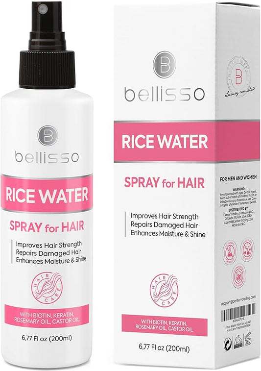 Rice Water Spray for Hair - With Rosemary, Biotin and Castor Oil - Tonic for Women and Men with Thinning Hair - Fermented Thickening Treatment to Fight Hair Fall - Daily Strengthening Leave In Formula-VivaGrace Women