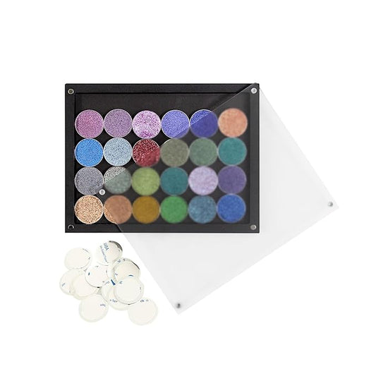 Acrylic empty magnetic palette with magnet clear lip ，with 30Pcs Adhesive Metal Stickers for Eyeshadow Powder Lipstick foundation-VivaGrace Women