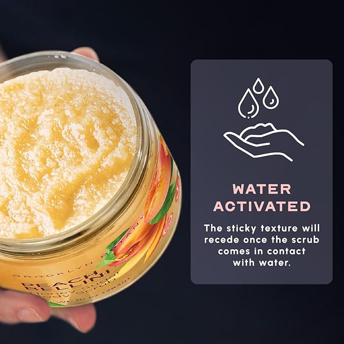 Brooklyn Botany Peach Bellini Honey Sugar Scrub for Body 10 oz – Deeply Hydrating and Gently Exfoliating Body Scrub for Women and Men – Moisturizing and Nourishing the Skin-VivaGrace Women