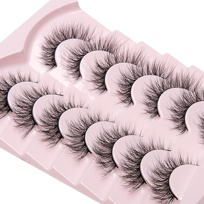 Fake Lashes Natural Wispy Lashes Airy Volume Faux Mink Lashes Fluffy Long False Eye Lashes Sets Pack 18MM Reusable Eyelashes A05-VivaGrace Women