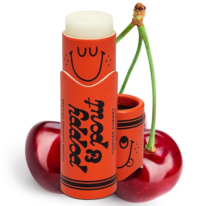 Poppy & Pout Kids Jumbo Lip Balm | All Natural Lip Balms & Moisturizers | Hydrates with Beeswax, Vitamin E, Organic Coconut Oil | Cruelty-Free | Lip Balm in Recyclable Cardboard Tube (Chipper Cherry)-VivaGrace Women