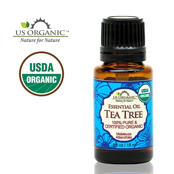 US Organic 100% Pure Tea Tree Essential Oil, Steam Distilled, USDA Certified Organic, for Hair, Skin, Scalp, Foot, Toenails, and More. Sourced from South Africa, Undiluted, Non-GMO (15 ml)-VivaGrace Women