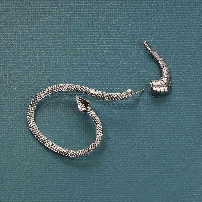 Punk Snake Cuff Earrings Silver Snake Ear Climber Earrings Cartilage Ear Crawler Earrings Gothic Serpent Clip on Wrap Earrings Jewelry for Women-VivaGrace Women