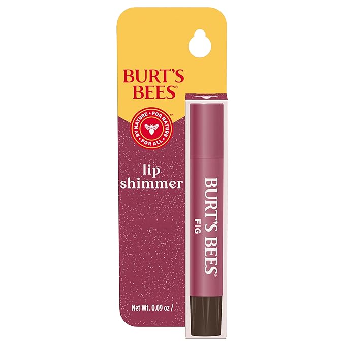 Burt's Bees Shimmer Lip Tint, Tinted Lip Balm Stick, Moisturizing for All Day Hydration with Natural Glowy Pigmented Finish & Buildable Color, Fig, 1 Tube, 0.09 oz.-VivaGrace Women