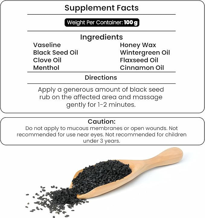 Black Seed Rub | Infused with Soothing Properties | Crafted to Provide Comfort to Joints, Muscles, Shoulders and Beyond | 3.5 oz.…-VivaGrace Women