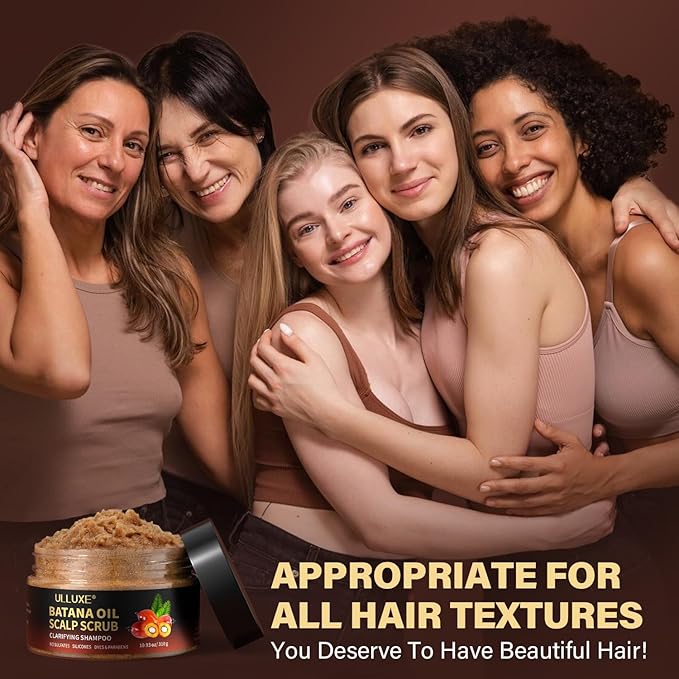 Scalp Scrub, 2-in-1 Scalp Exfoliator & Clarifying Shampoo for Dandruff, Dry, Itchy Scalp & Hair Growth, Batana Oil & Rosemary Scalp Treatment with Scalp Massager for Buildup & Thinning Hair, 10.93 oz-VivaGrace Women