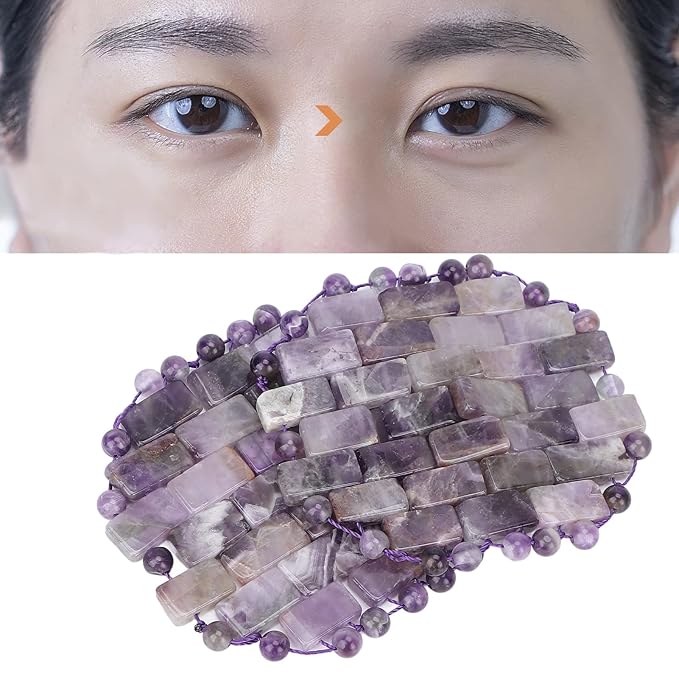 Jade Eye Mask, Amethyst Eye Pack Wrinkle Puff Elimination Dark Circles Fading Quartz Stone Eye Patch Jadestone Eye Massager Relieve Eye Fatigue-VivaGrace Women