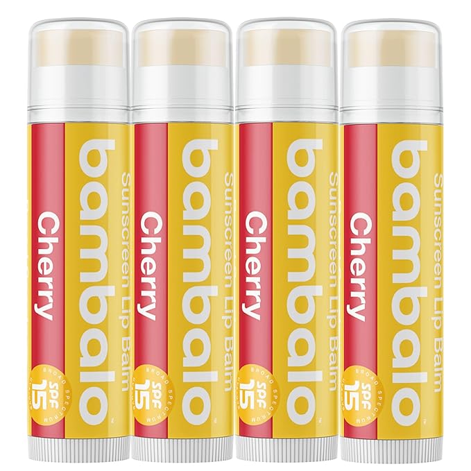 4-Pack Cherry SPF 15 Lip Balm - Organic Ingredients, Broad Spectrum UVA/UVB Protection - Hydrating & Moisturizing, USA Made-VivaGrace Women