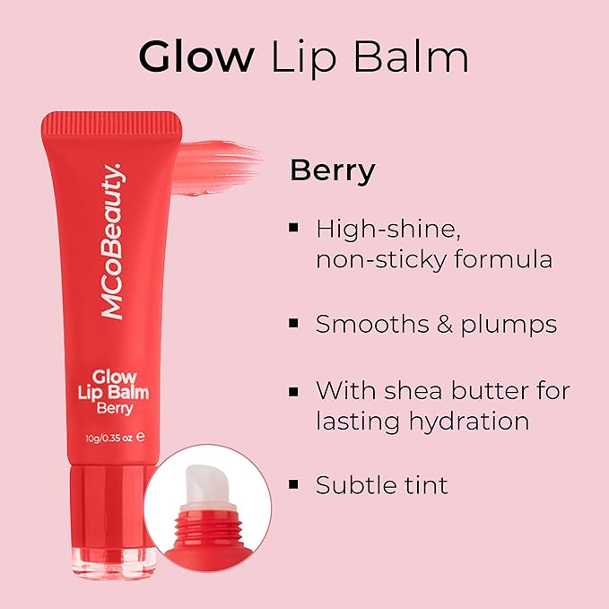 MCoBeauty Glow Lip Balm, Berry, Nourishing Tint for Luscious Lips, Vegan, Cruelty Free Cosmetics-VivaGrace Women