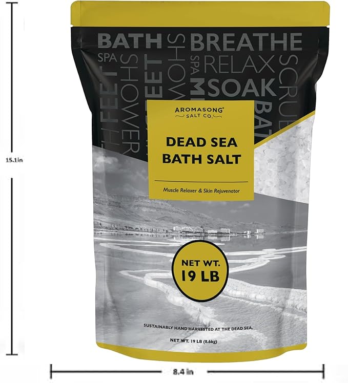 Aromasong Dead Sea Salt - Spa Bath Salt - 19 Lbs Fine Grain Bulk - 100% Pure - Better Absorbing Than Epsom Salt - Soak for Women & Men for Skin Issues and to Relax Tired Muscles - Resealable Pack.-VivaGrace Women