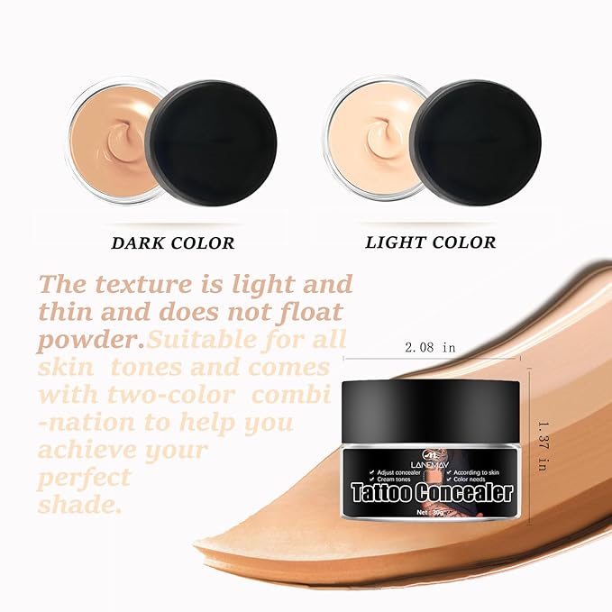 Tattoo Cover Up, Invisible Waterproof Concealer,Long Lasting Professional Skin Makeup Concealer Kit for Body Leg Tattoo, 2 Colors,30gX2-VivaGrace Women