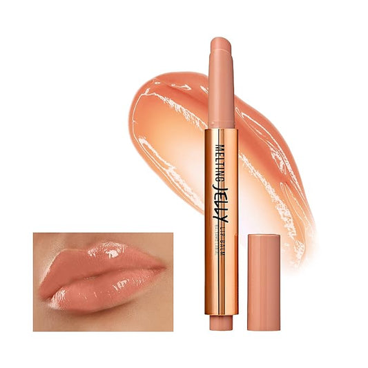 KISS NEW YORK Professional Melting Jelly Lip Balm, High Shine & Moisturizing Lip Stick, Long Lasting, Plumping Effect Look, Non-Sticky & Not Cakey, Easy Application & Natural Coverage (Caramel)-VivaGrace Women
